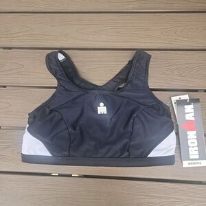 Iron Man Black High-Impact Sports Bra with Reflective Accents